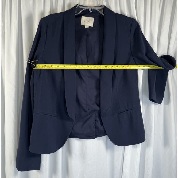 Ann Taylor Loft Fluid Blazer Navy Blue S Preppy Academia Career Work 89-32 - Picture 8 of 13
